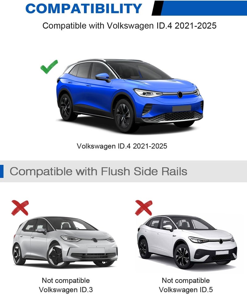 wonderdriver Roof Rack Cross Bars 220lbs Compatible with Volkswagen VW ID4 ID.4 2021-2026, Lockable Heavy Duty Aluminum Roof Rails Crossbars Cargo Canoe Black Rooftop Cargo Carrier. - Image 2